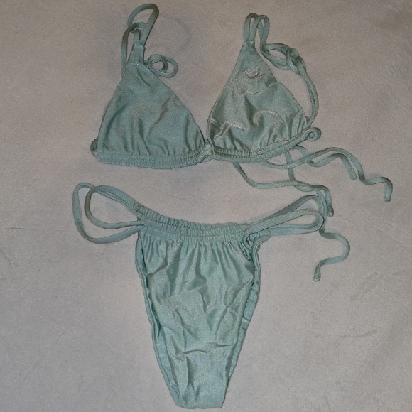 White Rose Other - Elegant Seafoam Green Bikini Set